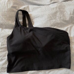 Lululemon Black One-Shoulder Ribbed Crop Top